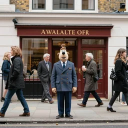 london street photo but every person is wallace from wallace and gromit