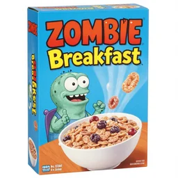zombie breakfast cereal box advertisement