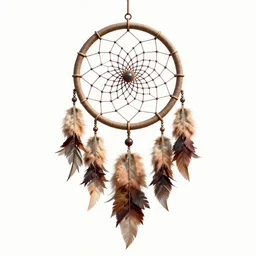 oversized dreamcatcher, stylized 3d render, isolated on a pure white background, centered, entire object in frame, sharp focus, soft studio lighting