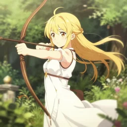 isekai cute anime girl elven archer. in a garden. aesthetic, golden ratio. beautiful lineart, depth focus, rankings pixiv, artstation, soft lighting, artistic, artstation, character concept, anime style, cinematic, motion blur, chromatic abberation. by dave greco, trent kaniuga, kienan lafferty