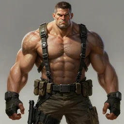 portrait of a commando mercenary, muscular upper body, ultra realistic illustration, a hulking herculean monster, intricate, highly detailed, digital painting, artstation, radiant light, caustics, concept art, smooth, sharp focus, by gaston bussiere, bayard wu, maxim verehin