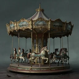 a haunting illustration of a gothic carousel  Ralph McQuarrie| sparth:.2 | Time white:.4 | Rodney Mathews:.2 | Graphic Novel, Visual Novel, Colored Pencil, Comic Book:.2