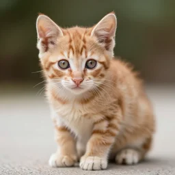 a cute kitten with red fur photorealistic