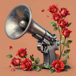 big gun, roses, art by vrubel