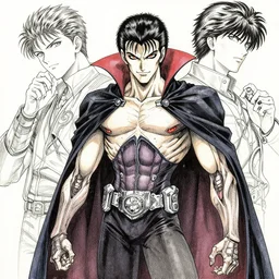 vampire cyborg , pen and ink, intricate line drawings, by Yoshitaka Amano, Ruan Jia, Kentaro Miura, Artgerm, watercolor