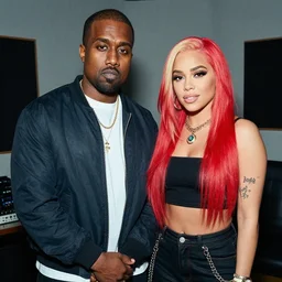 kanye west in studio with lmfao, highly detailed, photorealist