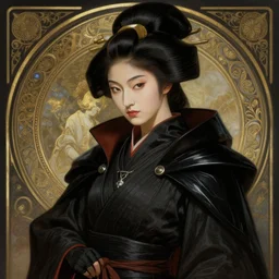 portrait of Japanese female wearing Star Wars sith robes, expressive pose, intricate, elegant, highly detailed, digital painting, artstation, concept art, smooth, sharp focus, illustration, art by artgerm and greg rutkowski and alphonse mucha