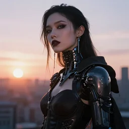 photographic portrait of a stunningly beautiful gothic cyberpunk android female in soft dreamy light at sunset, god rays, contemporary fashion shoot, by edward robert hughes, annie leibovitz and steve mccurry, david lazar, jimmy nelsson, breathtaking, 8 k resolution, extremely detailed, beautiful, establishing shot, artistic, hyperrealistic, beautiful face, octane render