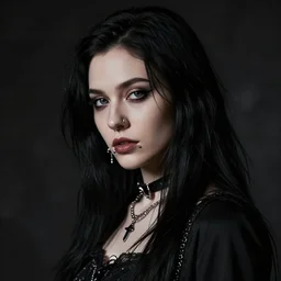 goth girl with facial piercings dressed in black hot topic by vermeer
