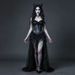 a full body painting of a gothic young woman, by walter molino