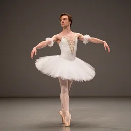 Jamie Dornan in a classic ballerina costume, full body shot, highly detailed, detailed face, cinematic, professional photograph