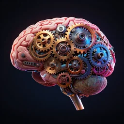 a digital brain with electronic devices in the shape of cogs, artistic, contrast, dramatic lighting, intricate details, vivid colors, artstation