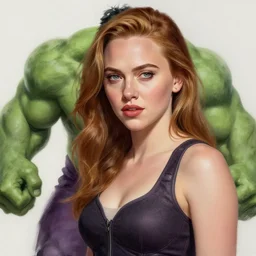 scarlett johansen as the hulk, digital painting, extremely detailed, 4 k, intricate, brush strokes, mark arian, artgerm, bastien lecouffe - deharme