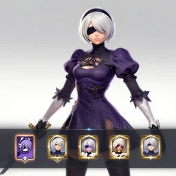 Screenshot of 2B (Nier Automata) as an Overwatch hero, Overwatch character selection screen