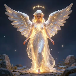 a portrait of a glowing enchanted hard cobblestone angelic heavenly elf in heaven, fantasy, octane render, unreal engine, artstation, digital painting.