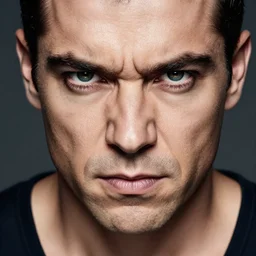 a photograph of a burly man in a sleeveless top, fierce expression, dof, sharp focus, highly detailed face, symmetric face, realistic iris, cinestill 8 0 0 t, photography by paolo roversi