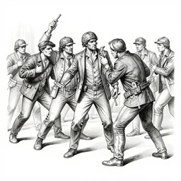 jospeh clement cole ink illustration titled robbery.
