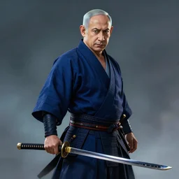 portrait of a wandering samurai as benjamin netanyahu holding a katana, digital art, dynamic lighting, ambient lighting, octane render, trending on artstation, 4 k, hq