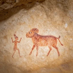 photo of a pre historical Cave Painting, dslr