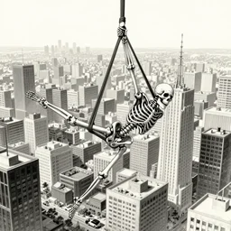 aerial dancer in city of skeletons by ueshiba riichi illustration, highly detailed, concept art
