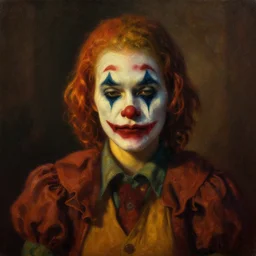 portrait of a sad clown woman, mysterious atmospheric lighting, painted, intricate, volumetric lighting, beautiful, rich deep colours masterpiece, golden hour, sharp focus, ultra detailed, by leesha hannigan, ross tran, thierry doizon, kai carpenter, ignacio fernandez rios