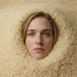 a pile of rice with reece witherspoon face