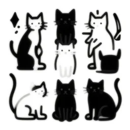 keith haring's painting with cats. pattern. black and white, vector, svg.