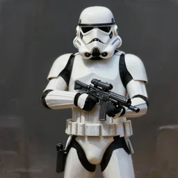 far away shot of an imperial stormtrooper in battle position ready to shoot his blaster concept art by Doug Chiang cinematic, realistic painting, high definition, very detailed, extremely high detail, photo realistic, concept art, the Mandalorian concept art style