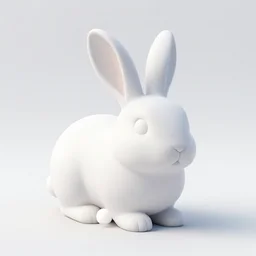 clean 3 d model of a white rabbit, empty background, 4 5 degrees horizontal view angle