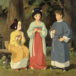 tang dynasty, in the style of studio ghibli, j. c. leyendecker, greg rutkowski, artem