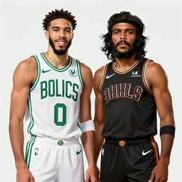 Jayson Tatum and Jaylen Brown as Fidel Castro and Che Guevara, digital art trending on artstation