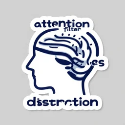 attention, filter, mind wandering, distraction, minimalist logo for a research lab that studies human cognition, psychology, by [ [ victo ngai ] ] kilian eng and jake parker, 2 colors, limited palette, sticker art, vector art, [ [ award winning ] ], minimalism, logopond, sticker art, website banner, brand