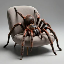 giant arachnid sitting in designer chair, cinematic, realistic