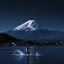 a shining achilles returns to the magic river styx, at night, fuji x 1 0 0 f, sky full of stars, extreme contrast, surreal, noisy