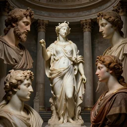 Homeric mesmerizing inner sanctum of the most venerable and beautiful truth, in the style of Jeff Easley, Antonio Canova, Ken Kelly, Élisabeth Vigée Le Brun, dramatic lighting, establishing shot, detailed and clear beautiful realistic faces, 8k resolution – W 1024