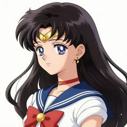 a girl with long dark hair and bangs, sailor moon aesthetic, fantasy, intricate, elegant, highly detailed, digital painting, artstation, concept art, matte, sharp focus, illustration, art by Vince Ruz
