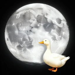 concept art of moon eating a duck