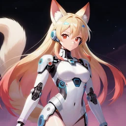 An anime portrait of a beautiful cybernetic kitsune woman, trending on artstation, digital art, by Sakimichan and Greg Rutkowski, SFW version