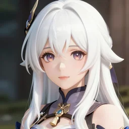 Portrait of a japanese princess young lady, with white hair and bangs!!!! beauty artwork by Makoto Shinkai, white hair, ayaka genshin impact, ayaka, ayaka game genshin impact, ayaka