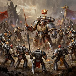 epic warhammer 4 0 k battle scene painted by craig mullens