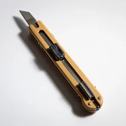 bamboo utility knife, professional product shot, isolated on a pure white background, centered, entire object in frame, sharp focus, soft studio lighting