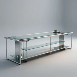 long table bar, furniture rendering, modern, steel and glass, mies van der rohe, very detailed