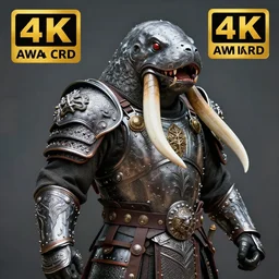 photo of a warrior with metal walrus themed armour, highly detailed, 4 k, hdr, smooth, sharp focus, high resolution, award - winning photo