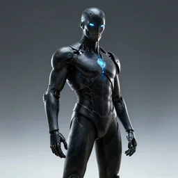 dark cybernetic superhero, digital art