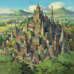 a beautiful painting of a fantasy city by hayao miyazaki, trending on artstation, masterpiece