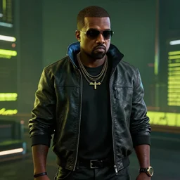 Kanye West in Cyberpunk 2077. In-game render.