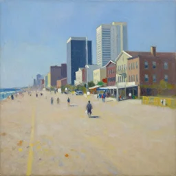 new jersey boardwalk. palette knife oil painting on canvas by leonid afremov.