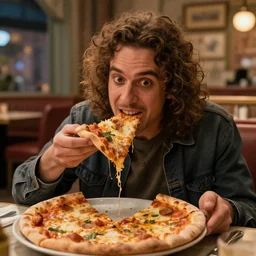 god eating a pizza in tomorrowland