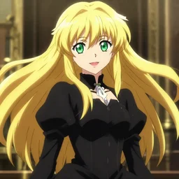 victorique de blois anime girl gosick super detailed green eyes green eyes green eyes green eyes black dress black dress black dress black dress blonde hair by greg rutkowski makoto shinkai aramaki shinji artgerm, cushart krenz key art feminine award winning smile smiling haruko ichikawa, kyoto animation, square enix makoto shinkai