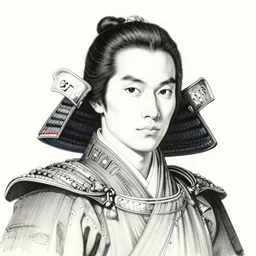 portrait of a samurai, by joseph michael lisner, masterpiece ink illustration,